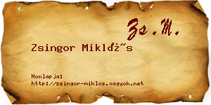 Zsingor Miklós névjegykártya